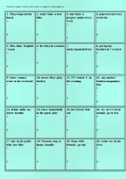 Present Simple(affirmative, negative, interrogative) practice cards