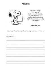 English Worksheet: About me: Present yourself
