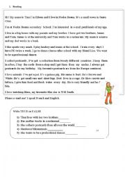 English Worksheet: reading