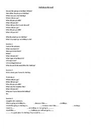 English Worksheet: Holidays. (type of holiday) travel agents