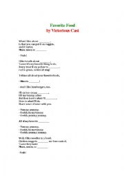 English Worksheet: Favorite Foods by Victorious Cast