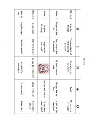 English Worksheet: BINGO 3