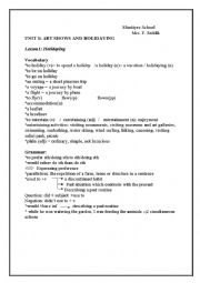 English Worksheet: lesson 1 holidaying