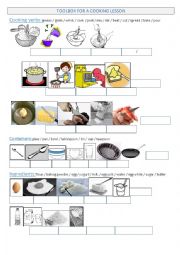 English Worksheet: toolbox for a cooking lesson