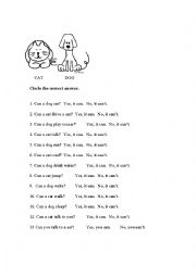 English Worksheet: Cat-Dog Reading