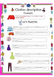 English Worksheet: clothes description