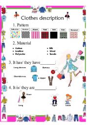 English Worksheet: clothes description