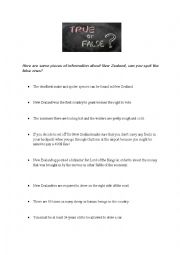 English Worksheet: True or False
