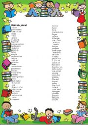 English Worksheet: plurals