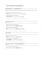 English Worksheet: Tips for sentence transformation PET