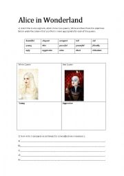 English Worksheet: Movie Alice in Wonderland - Comparative adjectives