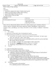 English Worksheet: 3rd form lesson plan