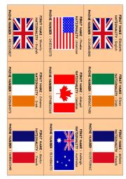 English Worksheet: Name, Nationality, Phone number 54 Cards 