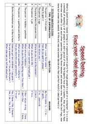 English Worksheet: Speed Dating Presentation + Brainstorming of the questions