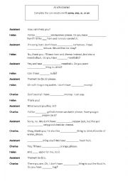 English Worksheet: Restaurant Dialogue