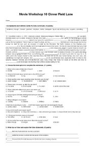 English Worksheet: 10 Clovefield Lane movie worksheet