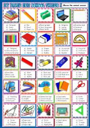 English Worksheet: School things : new multiple choice activity