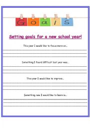 English Worksheet: Goals