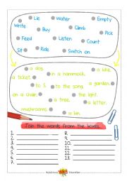 English Worksheet: Join the words Action Verbs