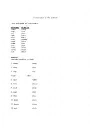 English Worksheet: Sh/Ch Pronunciation Practice