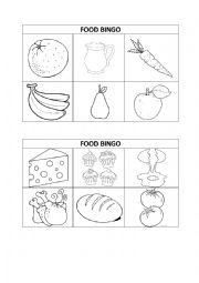 English Worksheet: Food bingo printable b&w