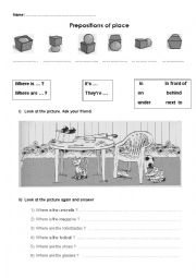 English Worksheet: Prepositions of place