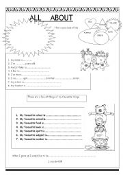 English Worksheet: All about me / all about you
