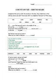 English Worksheet: COUNT ON ME (BRUNO MARS)