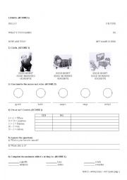 English Worksheet: English Test for 4th Grade - 2B