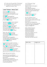 English Worksheet: Mama Said - Lukas Graham. Past simple excercise.