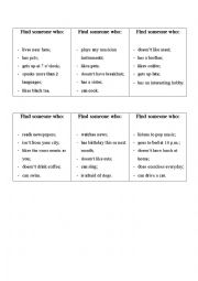 English Worksheet: The game Find someone who