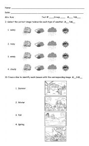 Weather and Seasons short test