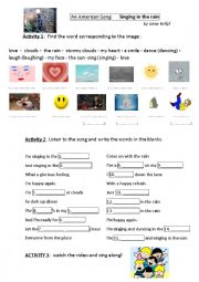 English Worksheet: Singing in the rain