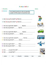 English Worksheet: Transports: How do you get to _?
