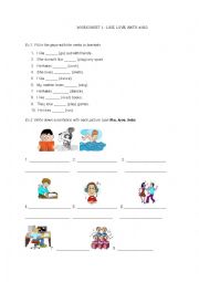 English Worksheet: love like hate