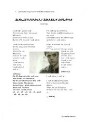 English Worksheet: UNSCRAMBLE THE WORDS - BOULEVARD OF BROKEN DREAMS
