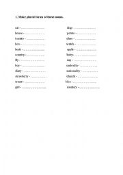 English Worksheet: Plural nouns