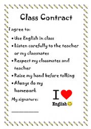 English Worksheet: Class Contract