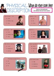 English Worksheet: physical description with the characters from Charlie and the chocolate factory