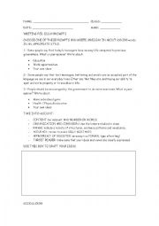 English Worksheet: Opinion essay test 