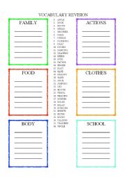 English Worksheet: Vocabulary revision
