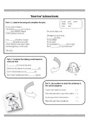 English Worksheet: Break free song. Past tense listening activity