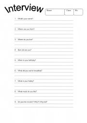 English Worksheet: Interview