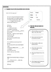 English Worksheet: Its my life song activity(simple present)