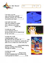 English Worksheet: Aladdin Song Gap