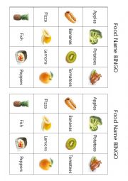 English Worksheet: Fruit Name BINGO