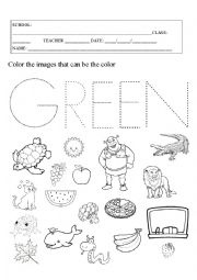 English Worksheet: Coloring - green 