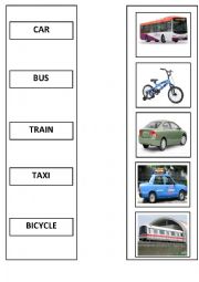 English Worksheet: Transportation word to pictures