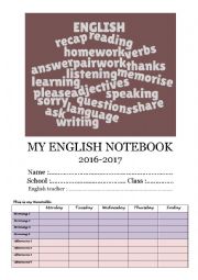 English Worksheet: Notebook cover