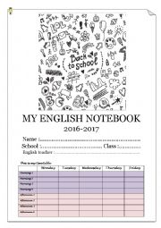 English Worksheet: Notebook cover